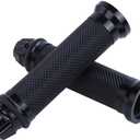 Motorcycle Hand Grips with Bar End Cap, Racing CNC Aluminum & Soft Rubber Handlebar Universal for 7/8"(22mm) Handle Bar (black)