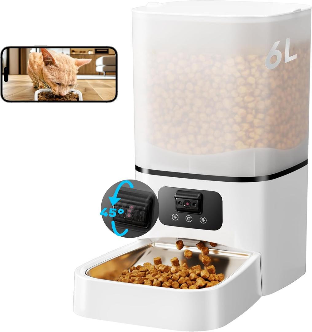 PIPPINPET Automatic Cat Feeder with Camera, Adjustable Camera Timed Dog Dispenser, Auto Cat Feeder, Automatic Dog Food Dispenser with HD Night Vision