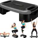4-In-1 Aerobic Balance Board and Step Up Exercise Platform - Adjustable Multifunctional Balance Board Slant Board, Steppers for Exercise - Home Workout Non Slip Stepper Platform (Gray)