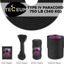 TECEUM Paracord Rope 750 lb 1000ft / 200ft / 120ft / 100ft / 50ft String Parachute Cord for Camping, Survival, Outdoor Gear 35+ Colors Nylon Utility Rope Tactical Survival & Camping Kit