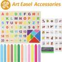 Tabletop Painting Wooden Art Easel for Kids - 4-in-1 Double-Sided Drawing Board for Toddlers 2-4, Chalkboard & Dry Whiteboard with Markers, Eraser, Magnetic Letters/Numbers & Flashcards