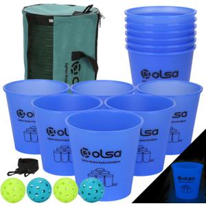 Olsa Giant Yard Pong Outdoor Games, Classic Toss Family Games for Beach Camping Lawn Backyard Party, Indoor Outdoor Games for Adults and Family(Blue Glow in Dark)