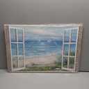 summer melody Beach Seascape Painting Wall Art - Window Coastal Serene Ocean View Canvas Artwork Sailboats & Wildflowers Picture for Living Room Bedroom Decor