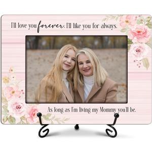 Mother Gifts form Son Daughter, Love You Forever Photo Frame for Mom, Mothers Day Birthday Christmas Gifts for New Mom, Home Office Farmhouse Desk Decor (for 4x6 Photo)-A12