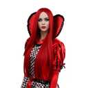 CYNTHIA Long Red Wig Straight Queen Of Hearts Wig Adult Halloween Costume Wigs For Women
