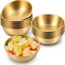 16 Pack Stainless Steel Sauce Dishes 3.2inch Mini Dip Bowls Reusable Metal Condiment Cups Round Seasoning Dishes for Side dish, Appetizer, Dip, Sushi, Gold
