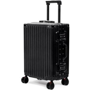 Carry On Luggage 22x14x9 Airline Approved, Zipperless Luggage Carry On, Hard Shell Suitcases with TSA Lock, Lightweight Carry On Suitcases with Aluminum Frame (black, 20inch)