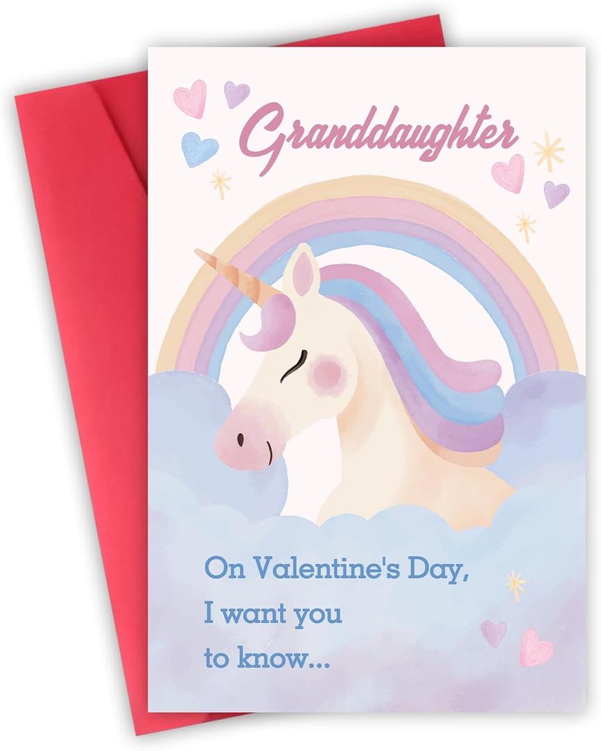 3 x Valentine's Day Cards Gifts for Granddaughter, Cute Valentines Day Card Gift from Grandma Grandpa. (V2518)