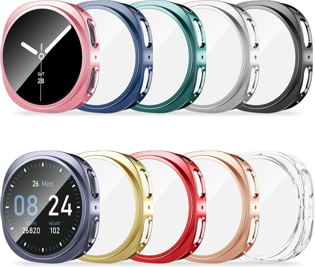 10 Pack Screen Protector Case for Samsung Galaxy Watch 8 44mm, Shockproof Soft TPU Cover, All-Around Scratch Resistant Protective Case Compatible with Galaxy Watch 8 44mm
