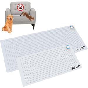 SEERWAY Scat Mat for Dogs and Cats, 2-Pieces Pet Training Mat with 3 Modes | Indoor Electric Shock Pad Keeps Pets Off Couch, Sofa, Countertop | 2 Sizes (48"x20" + 30"x16")