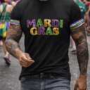 Mardi Shirt for Men Glitter Mask Graphic Festival T Shirt Tuesday Carnival New Orleans Party Tee Tops(P1,M)