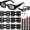 Flutesan Personalized Rectangle Sunglasses with Marker Pens for Adult DIY Custom Birthday Wedding (Black,white)