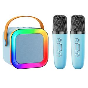 Mini Karaoke Machine Speaker for Kids Adults,Portable Bluetooth with 1-2 Wireless Microphones,Christmas Birthday Gifts Toys Girls Boys Ages 4, 5, 6,7, 8,9,10,11,12+ Years Old Toddler (Blue - 2 Mic), Pink with Blue
