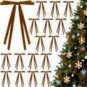 36 Pcs Christmas Bows for Tree, Brown Velvet Ribbon Bow for Christmas Tree, Pre-Tied Vintage Xmas Bows for Xmas Trees Wreaths Gifts Wedding Indoor Outdoor Decor, 5 x 7 Inch