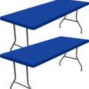 Moosfor Spandex 5 Foot Rectangle Table Cloth 2 Pack, Elastic Fitted Tablecloths for Picnic, Stretch Washable Patio Table Cover for Outdoor, Camping, Banquet and Parties (Blue, 36"x60")