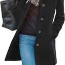CHARTOU Women's Casual Thicken Wool Blend Stand Collar Single Breasted Pea Coat (Black), S