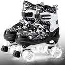 Kuxuan Skates Boys and Girls Camo Adjustable Roller Skates with Light up Wheels, Fun Illuminating Rollerskate for Kids Girls Youth - Medium