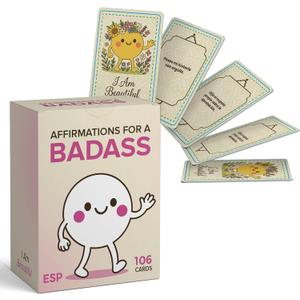 2 x Badass Affirmation Cards  106 Empowering Daily Motivational Cards for Women | Perfect for Confidence, Self-Love & Personal Growth | Ideal for Women on a Self-Improvement Journey (ESP)