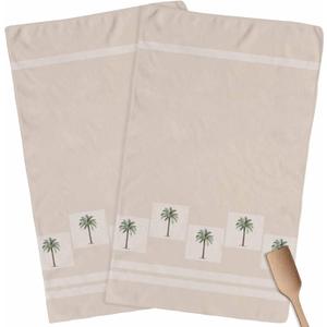 Palm Tree Kitchen Towels Beige Tropical Plant 16x28 Inches Soft Kitchen Dish Cloth,Cotton Tea Towels/Bar Towels/Hand Towels (2 Pack)