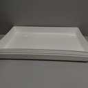 US Acrylic White Plastic Serving Trays (Set of 4) 15 x 10 | Large Unbreakable Reusable Rectangular Party Platters | Serve Appetizers, Fruit, Veggies, & Desserts | BPA-Free & Made in USA