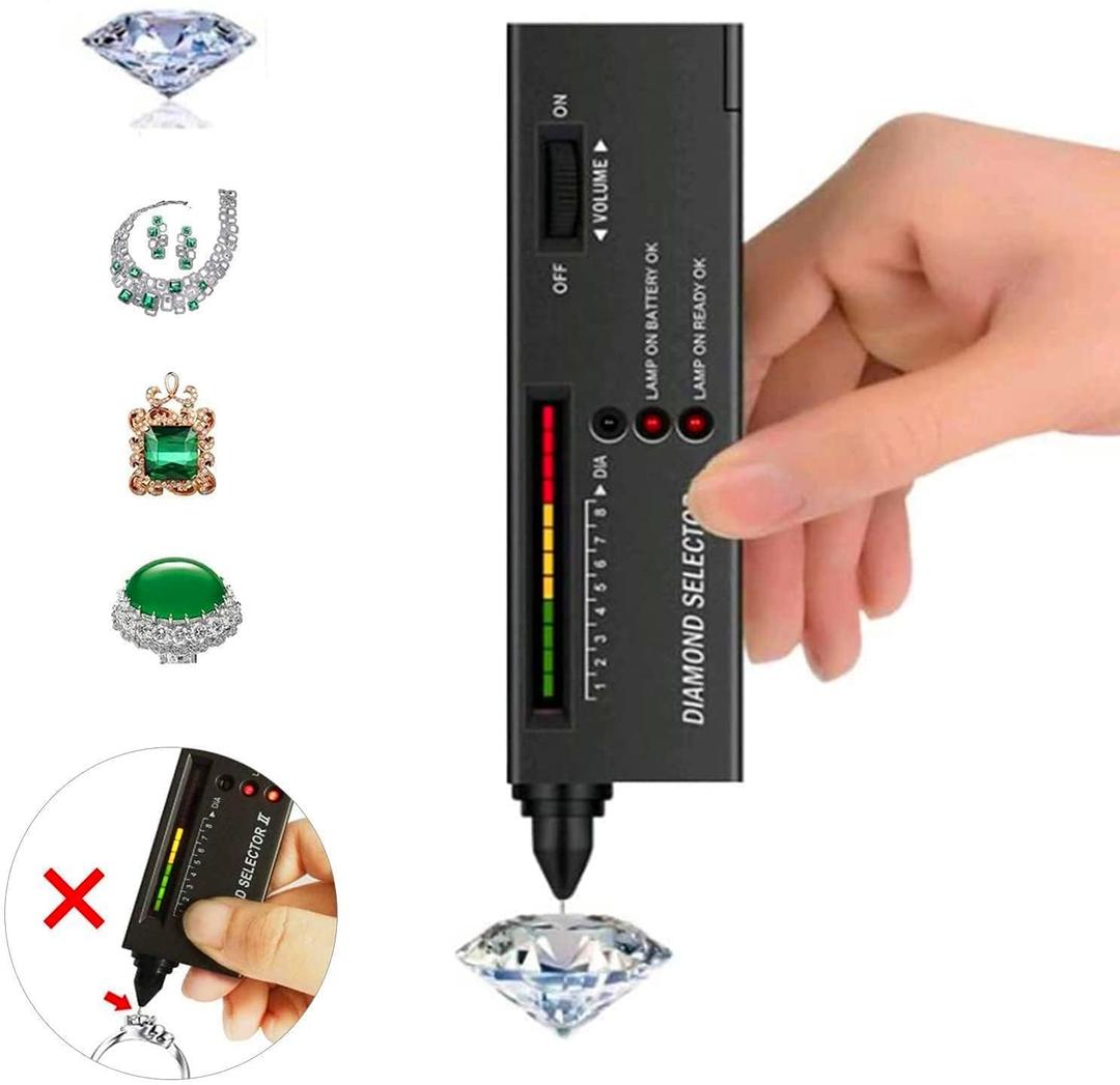 Diamond Tester High Accuracy Diamond Tester Pen,Environmental Protection 9V Battery,Professional Diamond Selector for Jeweler Novice and Expert,Thermal Conductivity Meter (Diamond Tester)