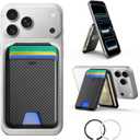 ESR for MagSafe Wallet Stand, RFID Blocking w MagSafe Ring, 5 Card Holder for Phone, Slim Leather Magnetic Wallet for iPhone 17/16/15/14/13/12 Series(Not for Mini), Selected Samsung,Black Carbon Fiber