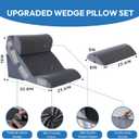 Ahpmeoa 4PCS Wedge Pillow Set for After Surgery, Back Pillow for Bed Sitting up, 10-in-1 Foam Wedge Pillow for Acid Reflux & Back Pain Relief, Post Surgery Pillow for GERD & Snoring, Plush Grey