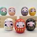 EDOYA Daruma Dolls (Set of 7) Japanese Good Luck Fortune Multicolor Figurine Ornament Traditional Charms
