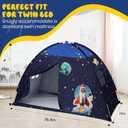Redants Twin Bed Tent Canopy, Space Indoor Blackout Privacy Toddler Bed Tent for Kids with Light, Portable Sleeping Floor Kids Playhouse (Blue, Twin Size)