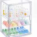 Clear Acrylic Baby Bottle Storage Organizer for Countertop Cabinet, 3 Tiers Adjustable Bottle Storage Station with 2 Removable Dividers & Magnetic Dustproof Door Baby Bottle Drying Rack Large
