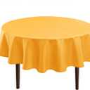 Orange Yellow Round Tablecloth, 80 Inch, 1 Pack | Waterproof, Spillproof,Stain Resistant, Washable Fabric Table Cloth, Table Cover for Dining Room/Kitchen/Party