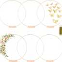 6 Pack Floral Hoop with Stand and 38-Yard Paddle Wire 20 Inch Metal Rings for DIY Centerpiece Table Decorations Crafts Macrame Rings Hoop Wreath Dream Catcher Rings Wedding Christmas Wreaths, Gold