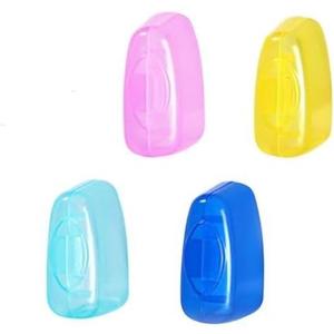 Generic 4 Pack Travel Toothbrush Head Covers Toothbrush Protector Cap Brush Protective Portable Plastic Clip for Household Travel, Camping, Bathroom, School, Business, Blue, Orange, Green, Purple