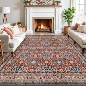 LUMI Washable Area Rug 8x10 for Living Room, Ultra Soft Stain Resistant Carpet with Non Slip Rubber Backing, Non-Shedding Low Pile Rugs for Bedroom, Dining Room, Indoor, Office