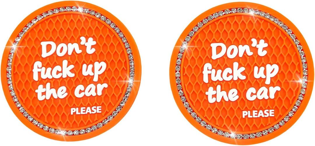 3 x 2PCS Car Cup Holder Coasters, Car Accessories for Women, Non-Slip Wear Resistant and Beautiful, Round Coasters Suitable for Most Car Cup Holders (Orange)