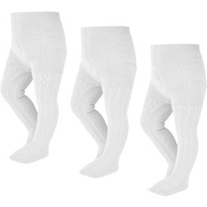 EPEIUS Baby Girl Tights Thick Cable Knit Leggings Stockings Cotton Pantyhose for Newborn Infant Toddler 3 Pack (12-24 Months)