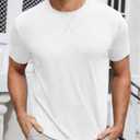 UNCLECAT Mens Short Sleeve T-Shirts Crew Neck Casual Shirt Summer Classic Basic Lightweight Fashion Tees White (White, S)