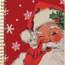 Ecezatik Santa Christmas Notebook, Vintage Santa Christmas Journal, Santa Gifts, Christmas Office Gifts for Coworkers, Christmas Composition Notebook, Red Striped Spiral Notebook 5.5x8.3 Inch