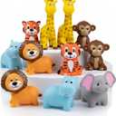 ArtCreativity Vinyl Zoo Animals Toys (Pack of 12) - Assorted Squeezable Toys Safari Animals Figures - Safari Birthday Party Favors for Kids, Jungle Figures for Fun Bath & Play Time