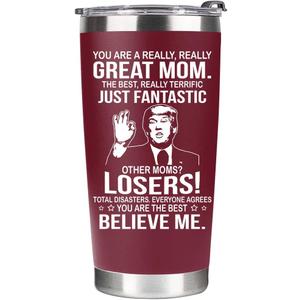 Mothers Day Gifts for Mom from Daughter, Son, Kids - Great Mom Coffee Tumbler on Birthday, Christmas, Durable Stainless Steel, Insulated for Hot or Cold Drinks, Ideal Gift for Mothers 20oz, Red