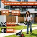 21V Electric Weed Wacker Battery Powered Cordless Weed Eater, String Trimmer with 2 Battery Operated&Wheels&Metal Blades, Lightweight 4 in 1 Grass Trimmer/Brush Cutter/Lawn Edger/Mower for Garden Yard