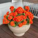 Fake Geraniums Artificial Flowers for Outdoors Fall Autumn Decoration, 6 Bundles Silk Geraniums UV Resistant Look Real Orange Faux Flowers Plants for Front Door Garden Planter Patio Balcony Yard Home