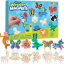 JOYIN 12 Wooden Magnet Creativity Arts & Crafts Painting Kit for Kids, Decorate Your Own Painting Gift for Easter Basket Stuffers, Birthday Parties and Family Crafts, Party Favors for Boys Girls
