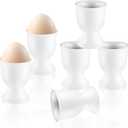 6 Pcs Ceramic Egg Cups Porcelain Egg Stand Holders for Soft Boiled Eggs Breakfast Party Dinning - White