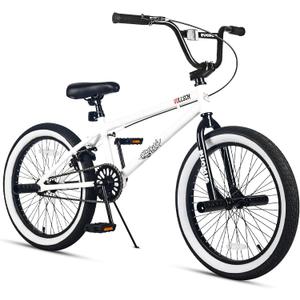 Vollsch Freestyle BMX Bikes 20 Inch Kids Bicycle for 8-15 Years Old Teens, Boys, Girls, Beginner-Lever Riders, White, Size: 20 Inch (with 4 Pegs)
