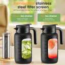 68 oz Glass Pitcher with Lid and Handle, Glass Carafe/Jug for Hot/Cold Water, Large Iced Tea Pitcher for Coffee, Juice and Homemade Beverage, Black