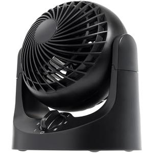 IRIS USA WOOZOO Desk Fan, Air Circulator, 3 Speeds, 32ft Max Air Distance, 112° Adjustable Tilt, 27.5db Quiet Motor, Small Fan for Bedroom, Office, Dorm, Black