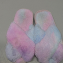 Evshine Women's Fuzzy Slippers Cross Band Memory Foam House Slippers Open Toe (7-8, Pink)