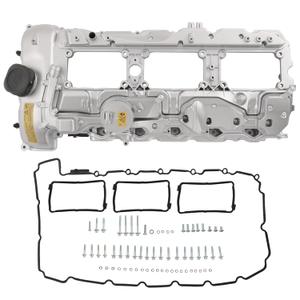 Engine Valve Cover with Gasket Bolts Kit & Oil Cap Replacement for BMW 335i 535i 2010-2017, 740i 740Li 2013-2015, X3 X5 X6 2011-2019 3.0L 11127570292, 11 12 7 570 292, 264-937 Upgraded Aluminum N55