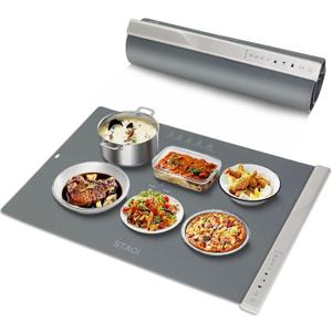 STAGI Food Warming Mat for Buffets, Dual-Zone Electric Warming Tray with 4 Temperature Settings & Timer, Large Roll-Up Silicone Hot Plate, Child Lock & Auto Shut-Off, Portable Warmer for Parties